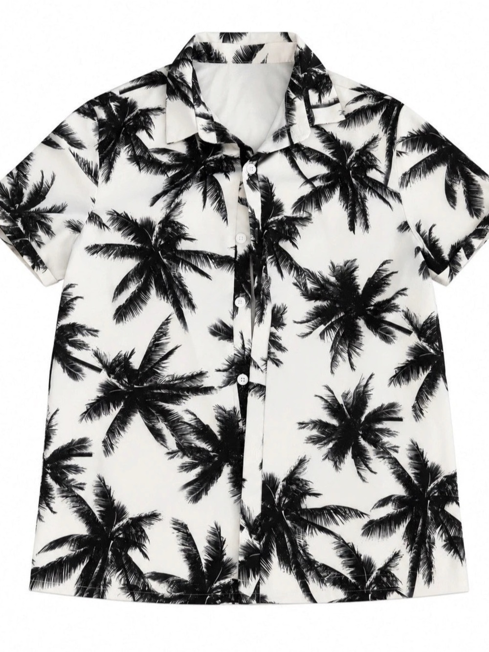 Youth XL Palm Print Button Down in White & Black Like New